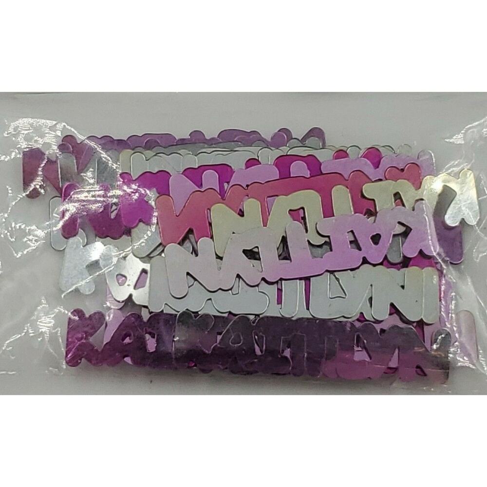 Personalized Name Confetti Kaitlyn 5 Packs Foil Pink & Silver Party Craft - Picture 3 of 3